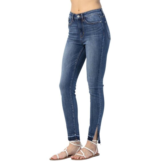 7 for All Mankind High Waist Ankle Skinny Jeans Size 28 Released Hem Side Splits - Picture 1 of 10